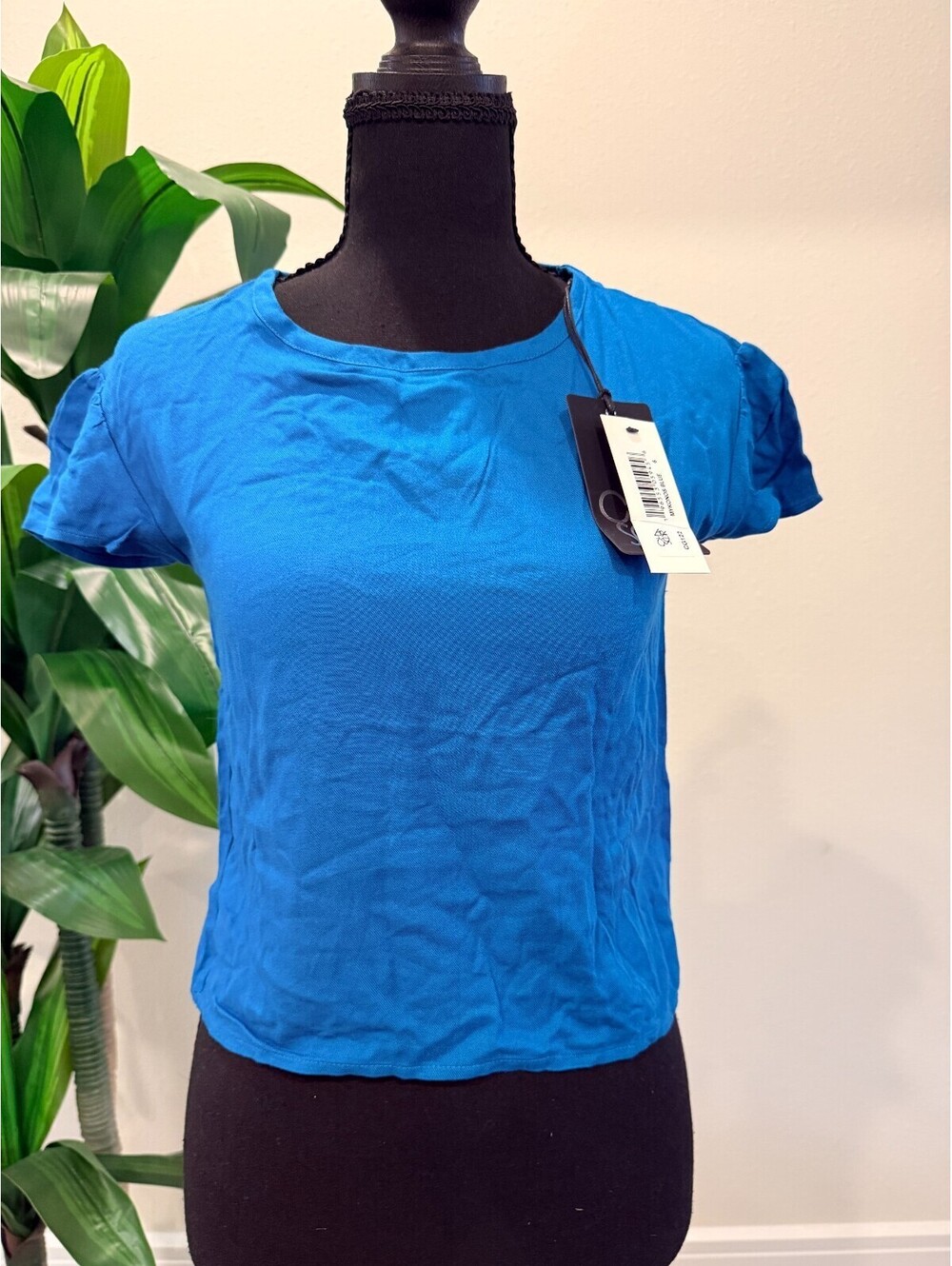 Chaser Girls Puff Sleeve T-Shirt Mykonos Blue Vintage Wash NWT Size 6